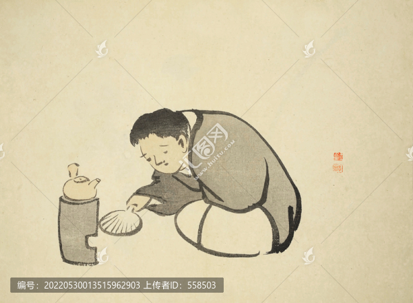 煮茶水墨國(guó)畫小品