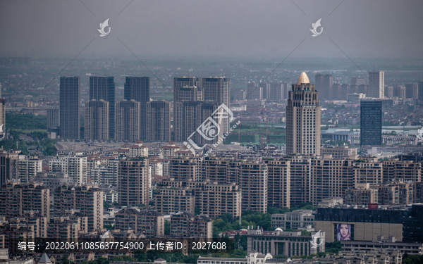 龍山俯瞰紹興上虞城市風(fēng)光