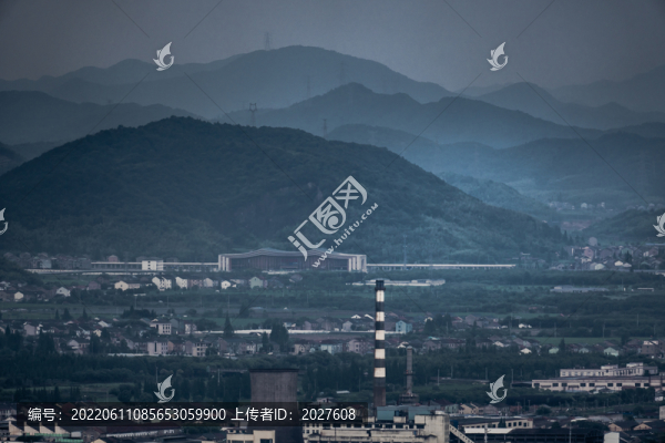 龍山俯瞰紹興上虞城市風(fēng)光