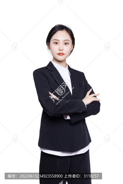 西裝商務(wù)美女雙手抱胸肖像