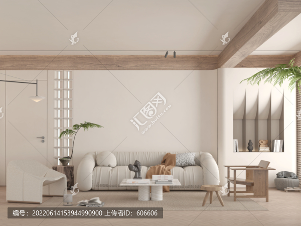 侘寂風(fēng)客廳墻布壁畫背景場景圖