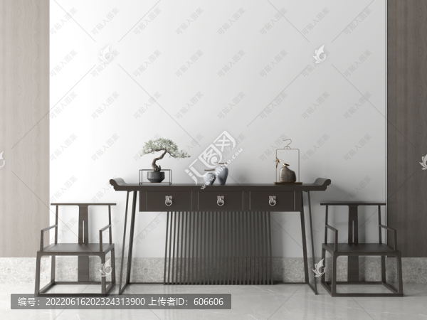 黑色中式墻布壁畫(huà)背景場(chǎng)景圖