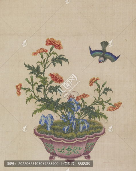 菊花盆栽國(guó)畫