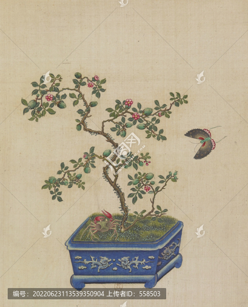 蝴蝶盆景國(guó)畫(huà)