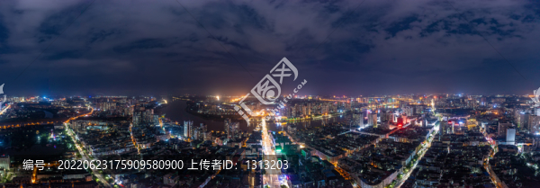 航拍湖南衡陽城市夜景風(fēng)光