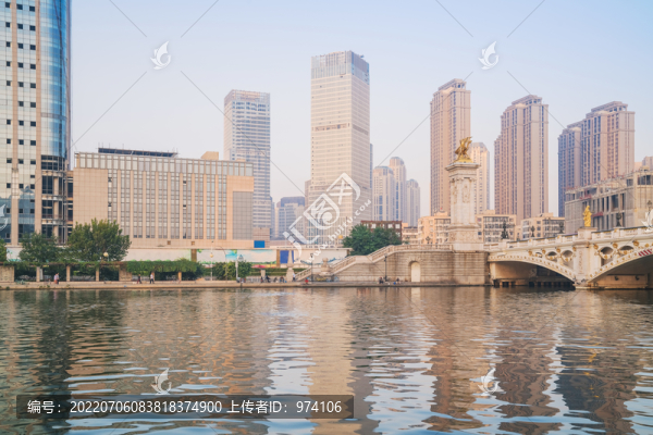 天津城市天際線和橋梁和海河