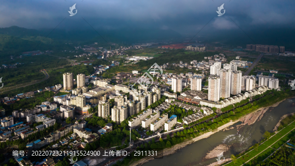 城市建設(shè)雅安滎經(jīng)縣城航拍