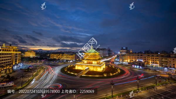 夜景下的西安鐘樓