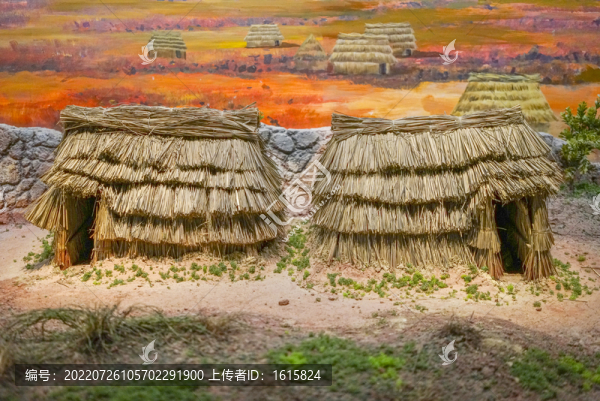 原始人茅草屋茅草房住宅房子