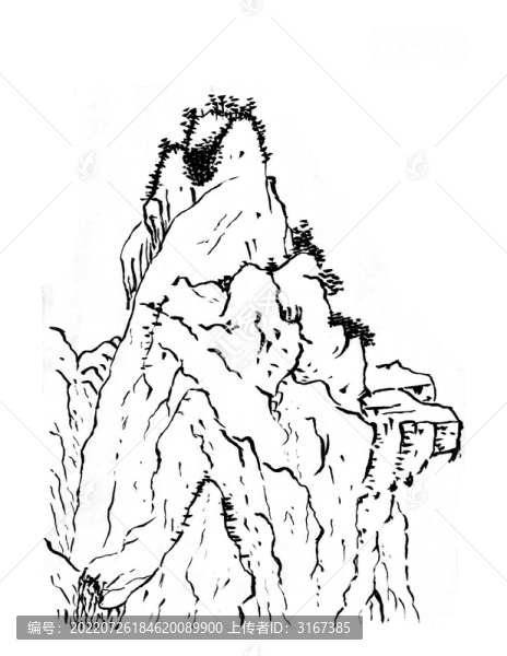 手繪國畫山石山水素材