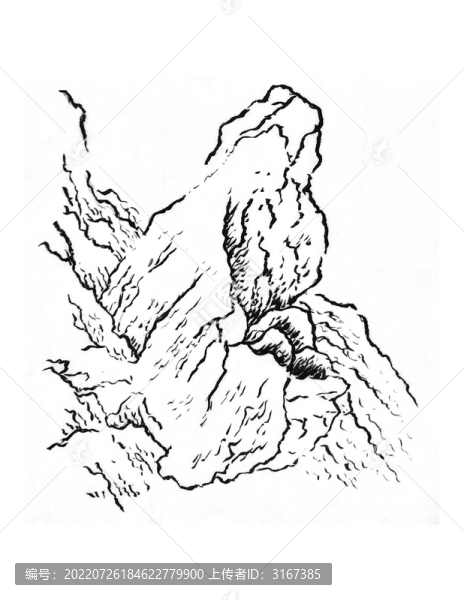 手繪國畫山石山水素材