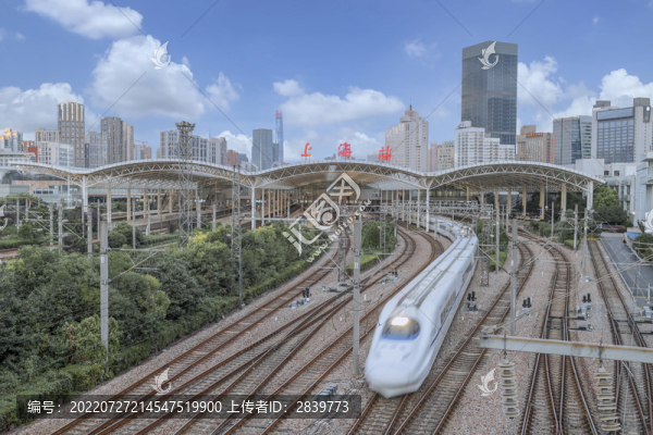 上?；疖囌捐F軌上的高鐵列車