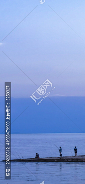 釣魚海邊湖邊意境天空