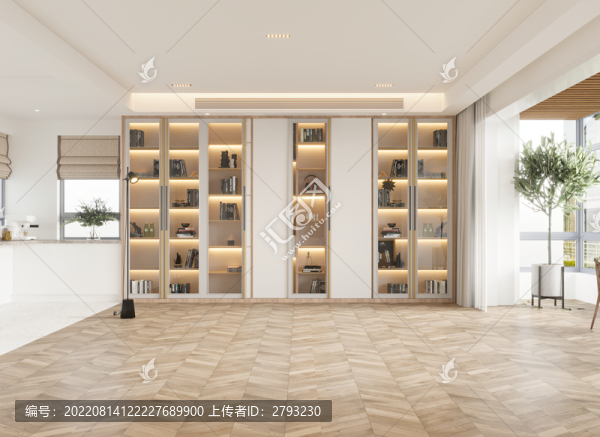 現(xiàn)代客廳背景墻家具空場景