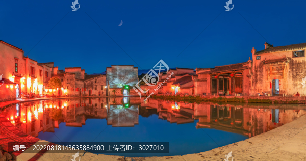宏村月沼夜色全景圖