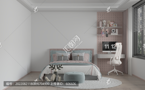 粉色女孩房布壁畫背景場景圖