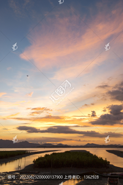 鹽洲島白沙村灘涂落日