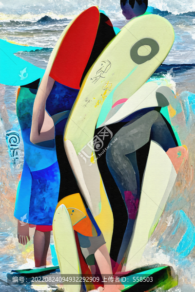 沖浪的少年抽象裝飾畫