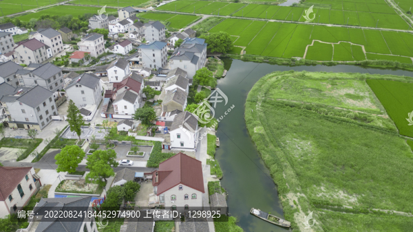 航拍水鄉(xiāng)田園鄉(xiāng)村