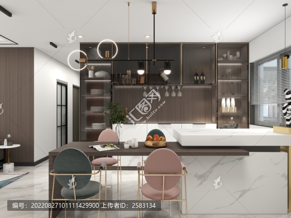 客廳餐桌場景效果圖