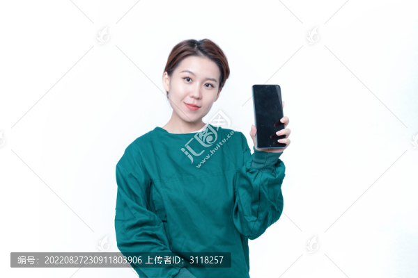 展示手機(jī)屏幕醫(yī)療女性形象