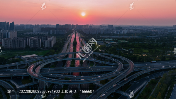 航拍成都鳳凰立交橋
