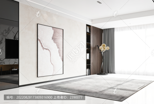 現(xiàn)代極簡(jiǎn)輕奢客廳空?qǐng)鼍? title=