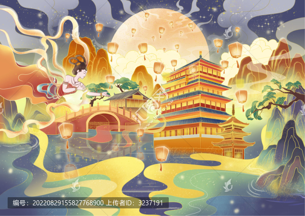 節(jié)氣插畫夜色長安