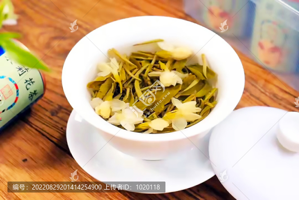 茉莉花茶茶葉特寫