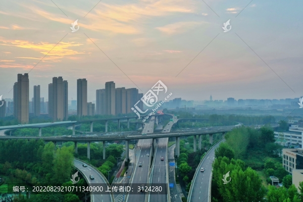 航拍常州龍城與青洋高架立交
