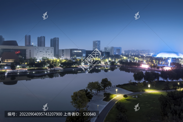航拍淄博城市暮色