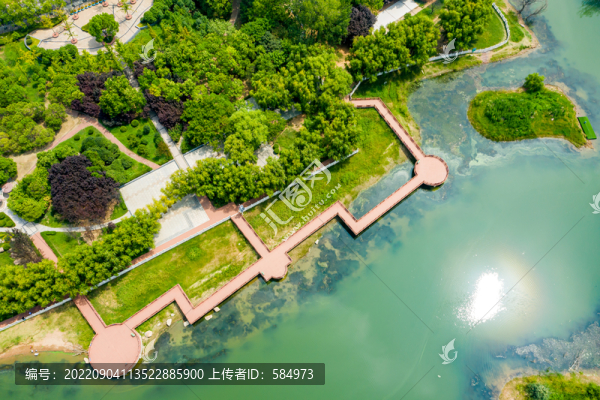 航拍河南平頂山白龜湖濕地公園