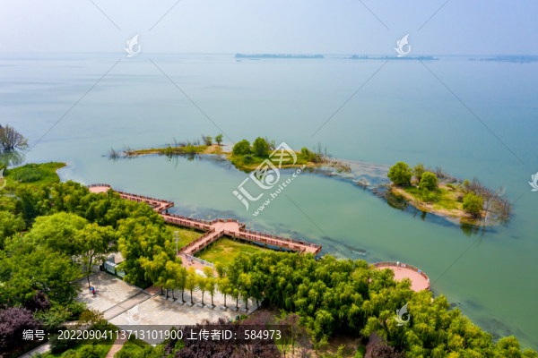 航拍河南平頂山白龜湖濕地公園