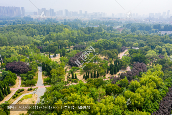 航拍河南平頂山白鷺洲濕地公園