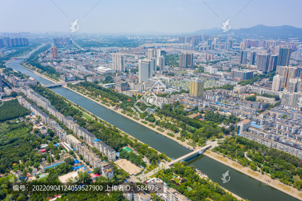 航拍河南平頂山湛河公園游覽區(qū)