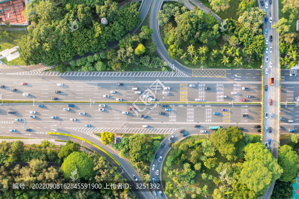 深圳濱河大道車流航拍