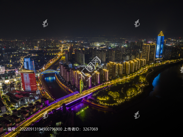 航拍安徽省蕪湖市夜景