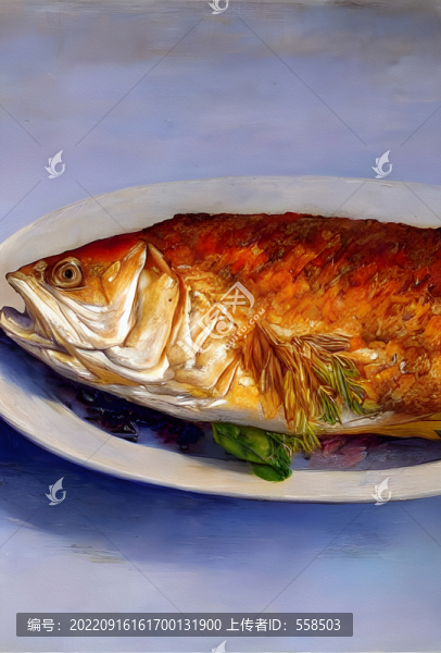 烤魚海報(bào)油畫