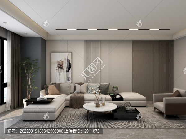 現(xiàn)代輕奢沙發(fā)背景效果圖