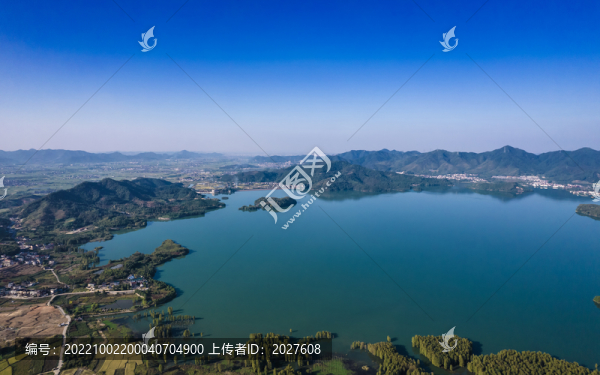 寧波余姚市四明湖航拍風光