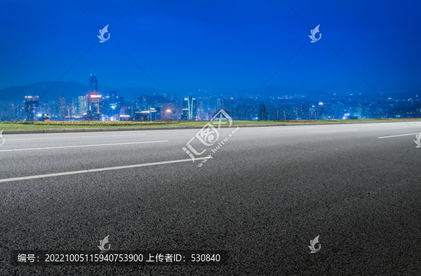 道路地面和城市夜景