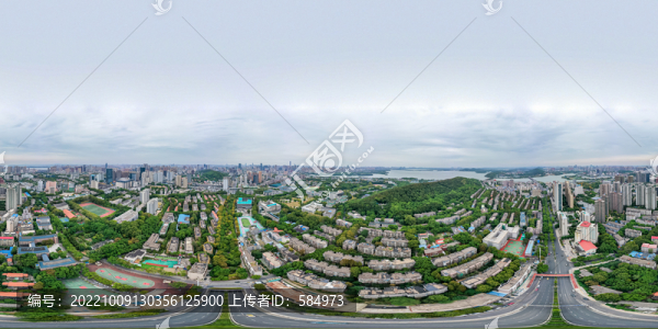 航拍武漢大學(xué)校園VR全景圖