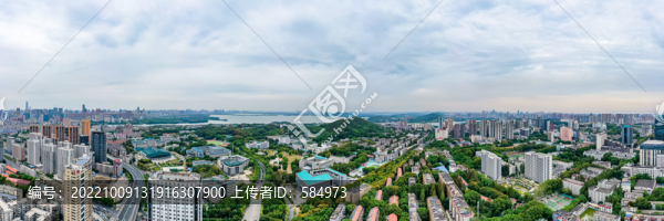 航拍武漢大學校園全景圖