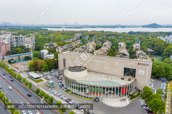 航拍湖北美術(shù)館展館建筑外景