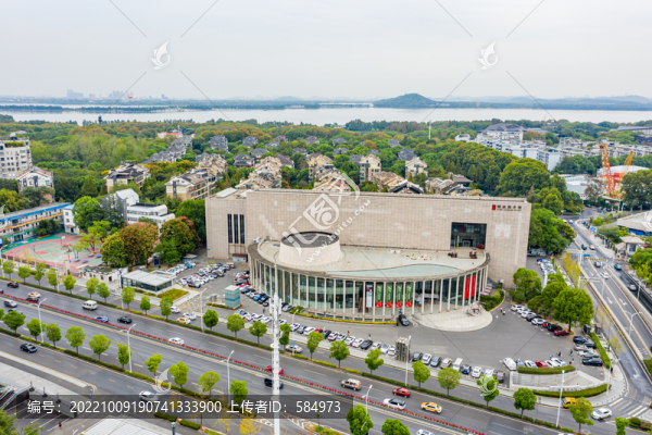 航拍湖北美術(shù)館展館建筑外景