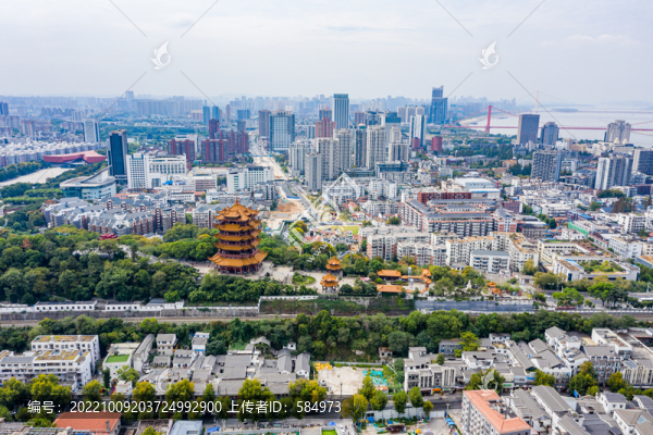航拍武漢黃鶴樓武漢地標(biāo)建筑
