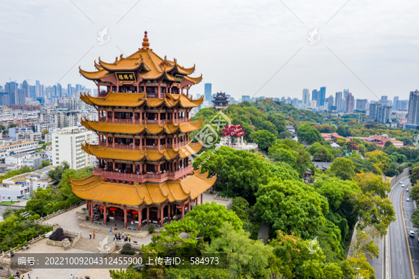 航拍武漢黃鶴樓武漢地標(biāo)建筑