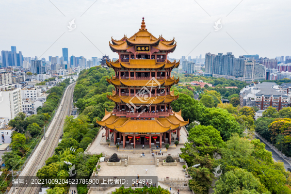 航拍武漢黃鶴樓武漢地標(biāo)建筑