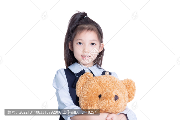 拿毛絨玩具的的學(xué)生裝女孩