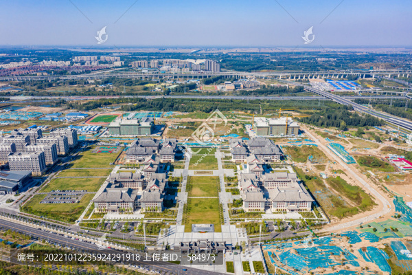航拍河南大學(xué)鄭州校區(qū)中式建筑